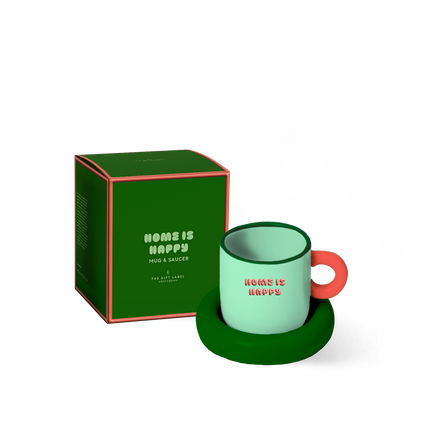 Mug &amp; Saucer - Home Is Happy V2