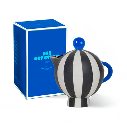 Tea Pot - Black White stripes