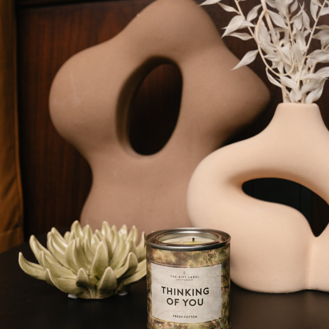 Kleine geurkaars in blik - Thinking of you - Fresh cotton