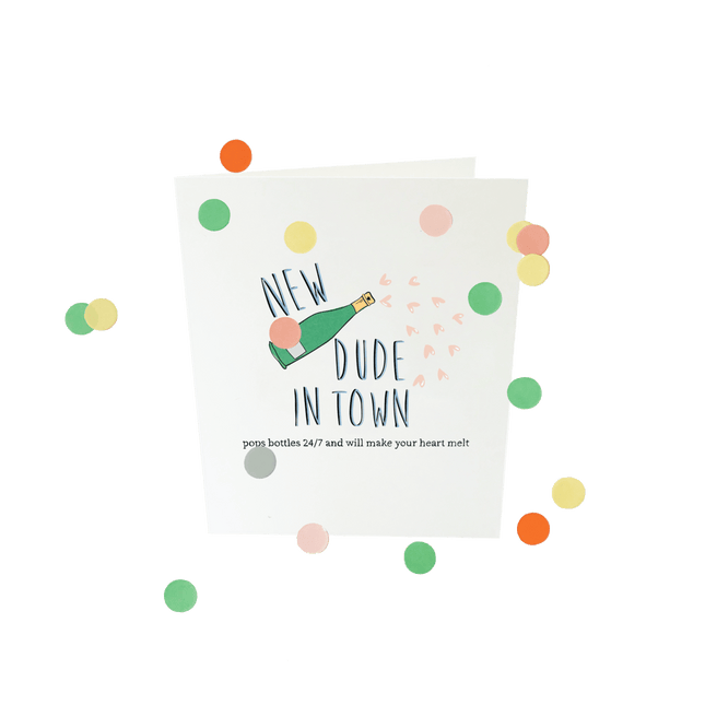 The Gift Label Baby confettikaart - New dude in town