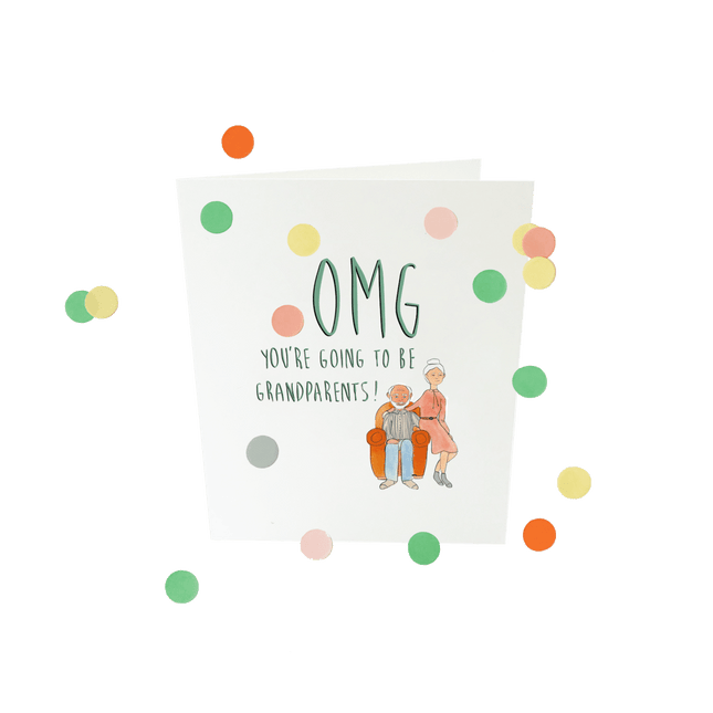 The Gift Label Baby confettikaart - OMG you will become grandparents