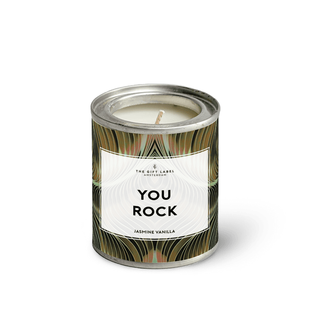 The Gift Label Candle in tin - You rock - Jasmine vanilla