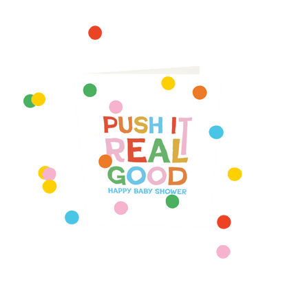 The Gift Label Confetti Cards - Push It Real Good Baby Shower V3
