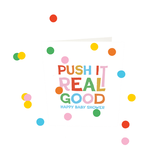 The Gift Label Confetti Cards - Push It Real Good Baby Shower V3