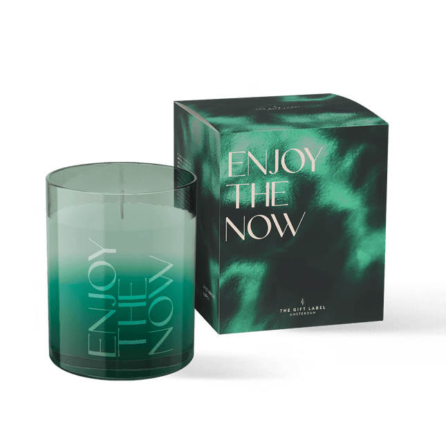 The Gift Label Geurkaars in glas groot - Enjoy the now
