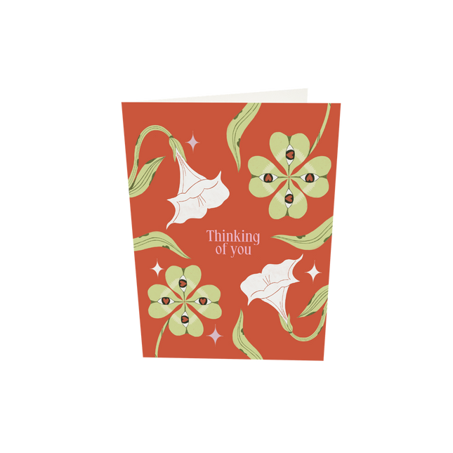 The Gift Label Greeting card - Thinking Of You - Red