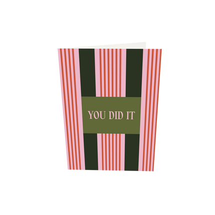 The Gift Label Greeting card - You Did It - Green/Pink