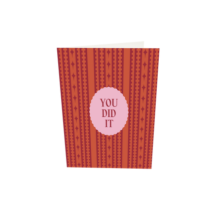 The Gift Label Greeting card - You Did It - Pink/Red