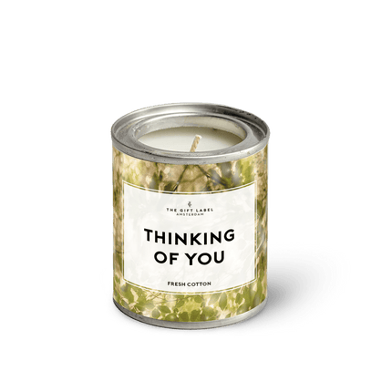 The Gift Label Kleine geurkaars in blik - Thinking of you - Fresh cotton