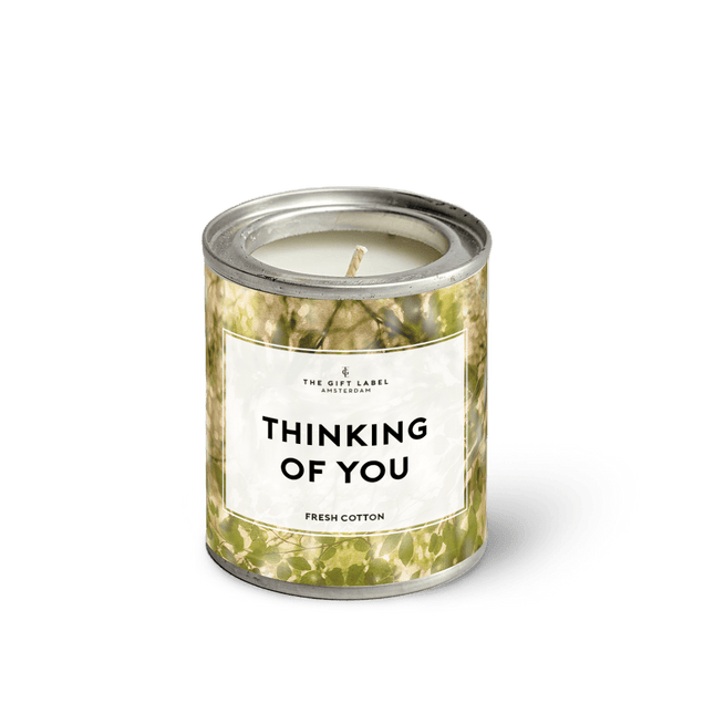 The Gift Label Kleine geurkaars in blik - Thinking of you - Fresh cotton