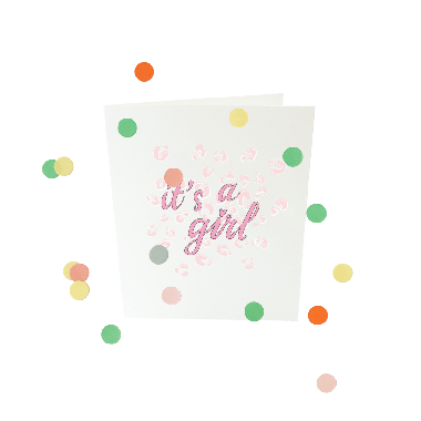 Baby confettikaart - It's a girl