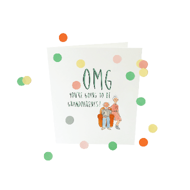 Baby confettikaart - OMG you will become grandparents